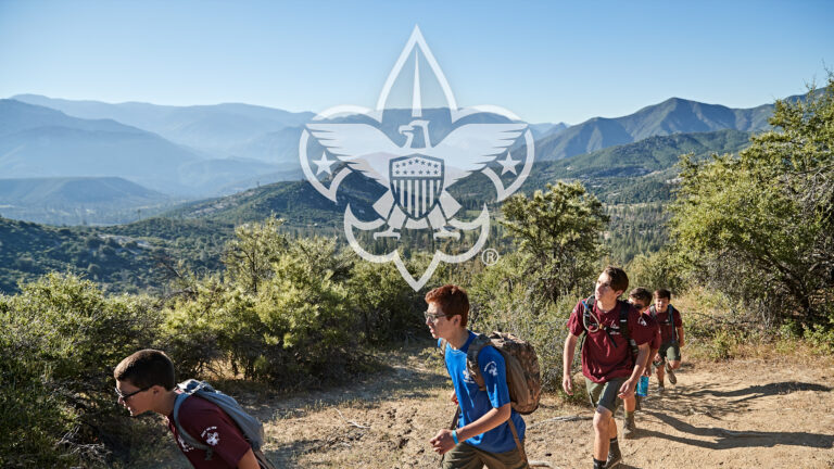 hero image showing scouts hiking